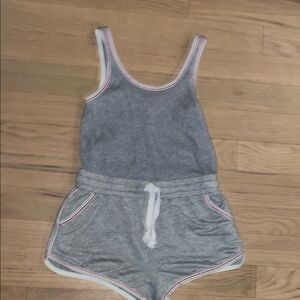 Free people romper gray ribbed top shorts super cute